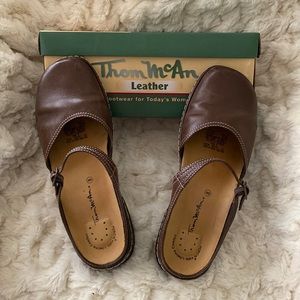 EUC Thom McCan Brown leather mules 8